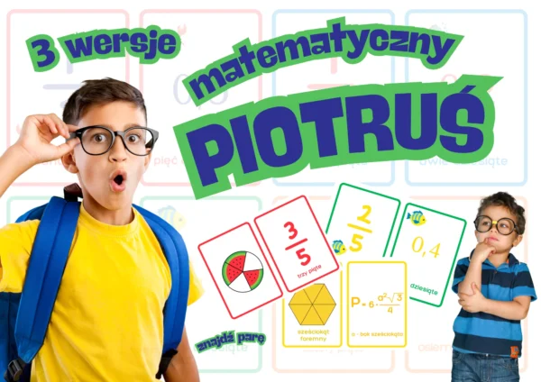 Matematyczny Piotruś - 3 talie - produkt cyfrowy do samodzielnego wydruku